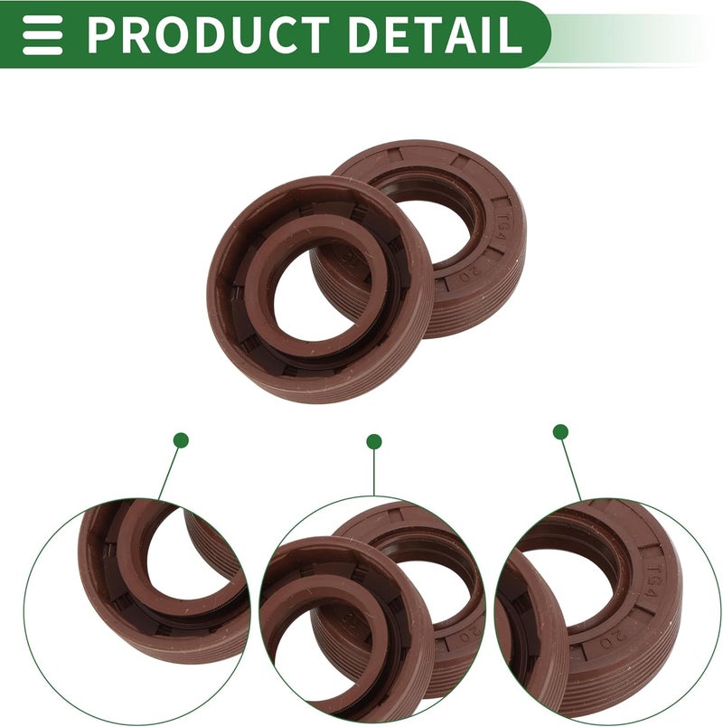 Partuto Universal Oil Seal TG4 Lip Seal Ring Rotary Shaft Seal 20x38x10mm High Pressure FKM Rubber Brown 5 Pcs - Image 5
